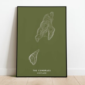 The Cumbraes Print | Scottish Highlands and Islands Contour Print | Great and Little Cumbrae Topographical Print