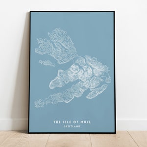 The Isle of Mull Print | Scottish Highlands and Islands Contour Print | Mull Topographical Print | Mull Map Print