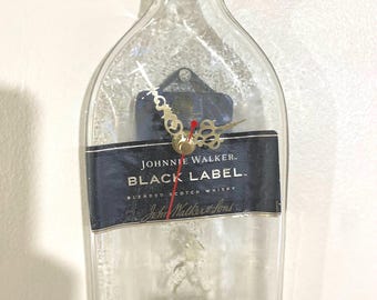 Black Label Johnnie Walker Whiskey Squashed / Flattened Bottle Wall Clock with Lid