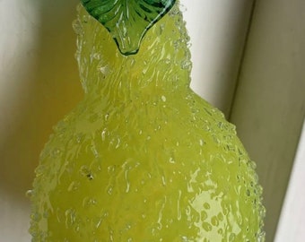 Handmade Glass Green Pear / Fruit Bowl, Italian Murano, Paperweight