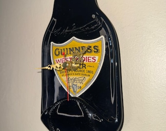 Upcycled Guinness Bottle Wall Clock - Flattened Beer Bottle Art