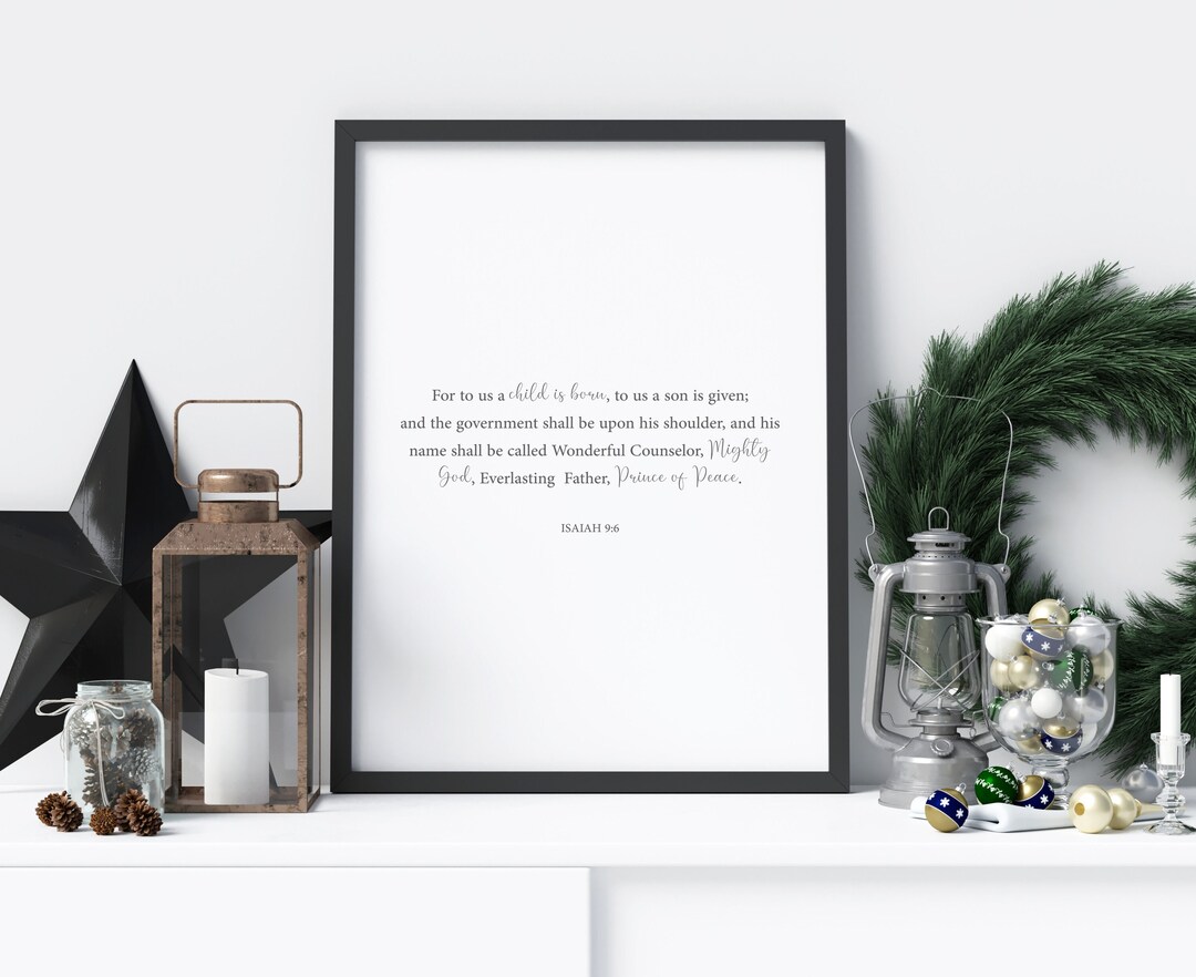 Christmas Bible Verse, Isaiah 96 Printable, Christmas Wall Decor, Christmas Quote Wall Art Etsy