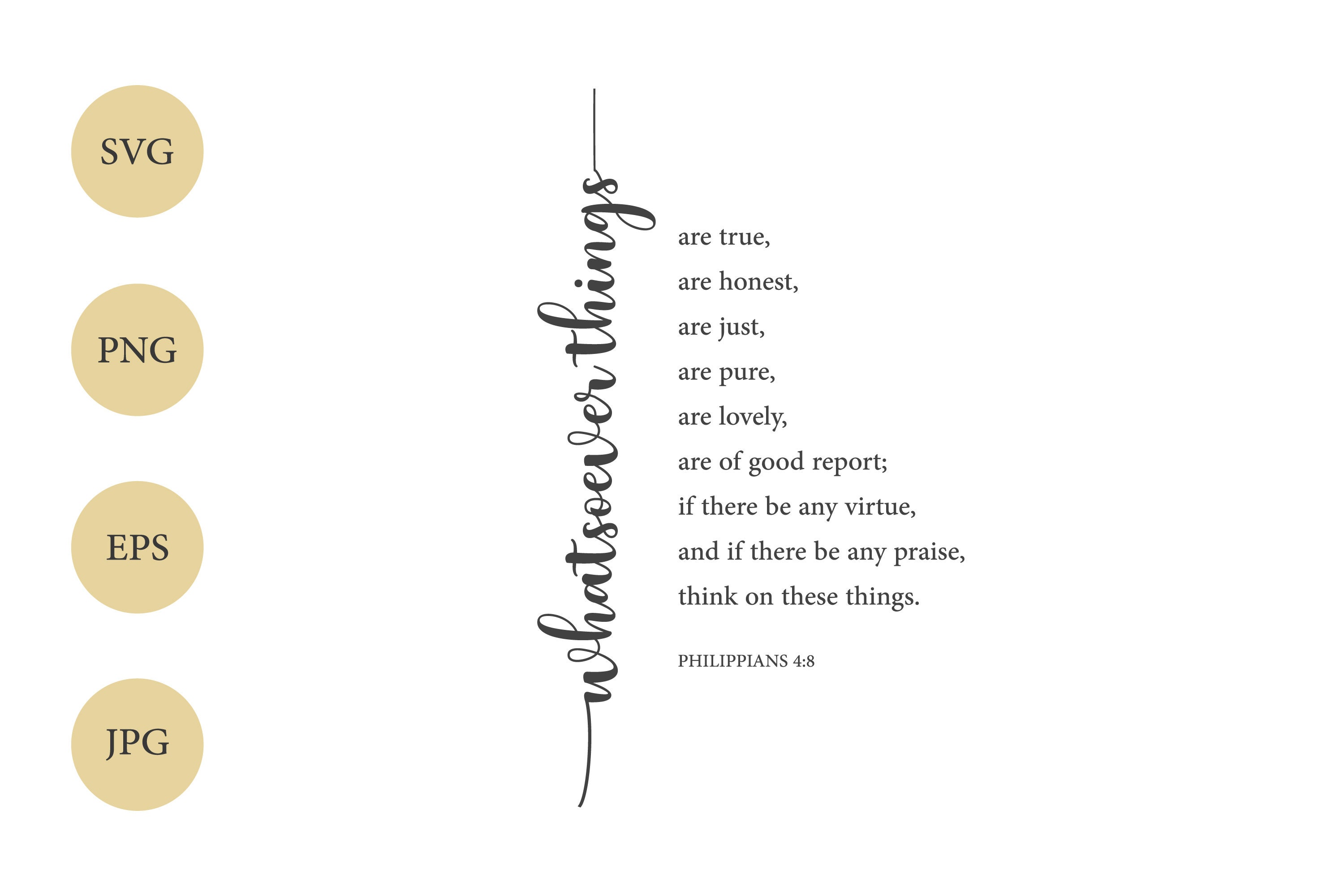 Bible Verse SVG PNG, Philippians 4:8, Quote SVG, Minimalist Print Art ...