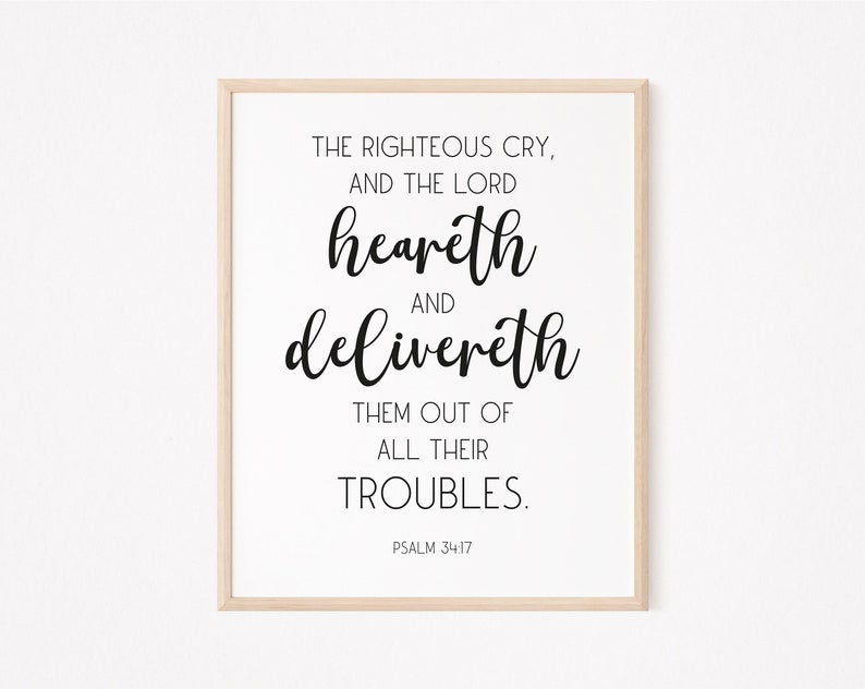 Bible Verse Printable Psalm 34:17 Christian Wall Art Bible - Etsy