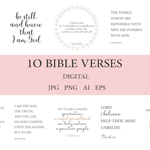 10 Bible Verses, Christian Quotes Bundle AI, EPS, Jpeg, PNG 300 dpi, Encouraging Bible Verses Bundle image 1