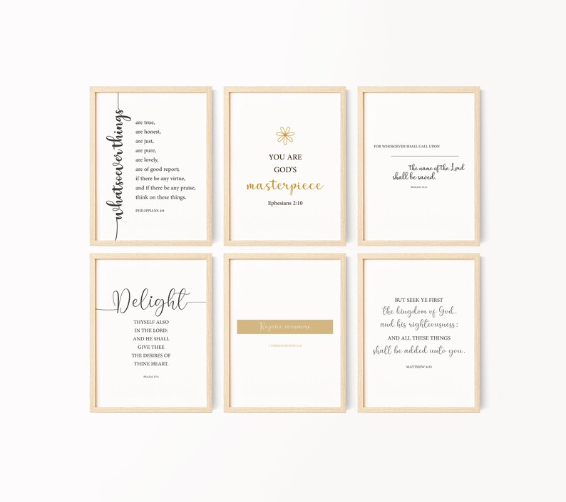 Set of 6 Bible Verses Wall Art Bible Verses Gallery Etsy