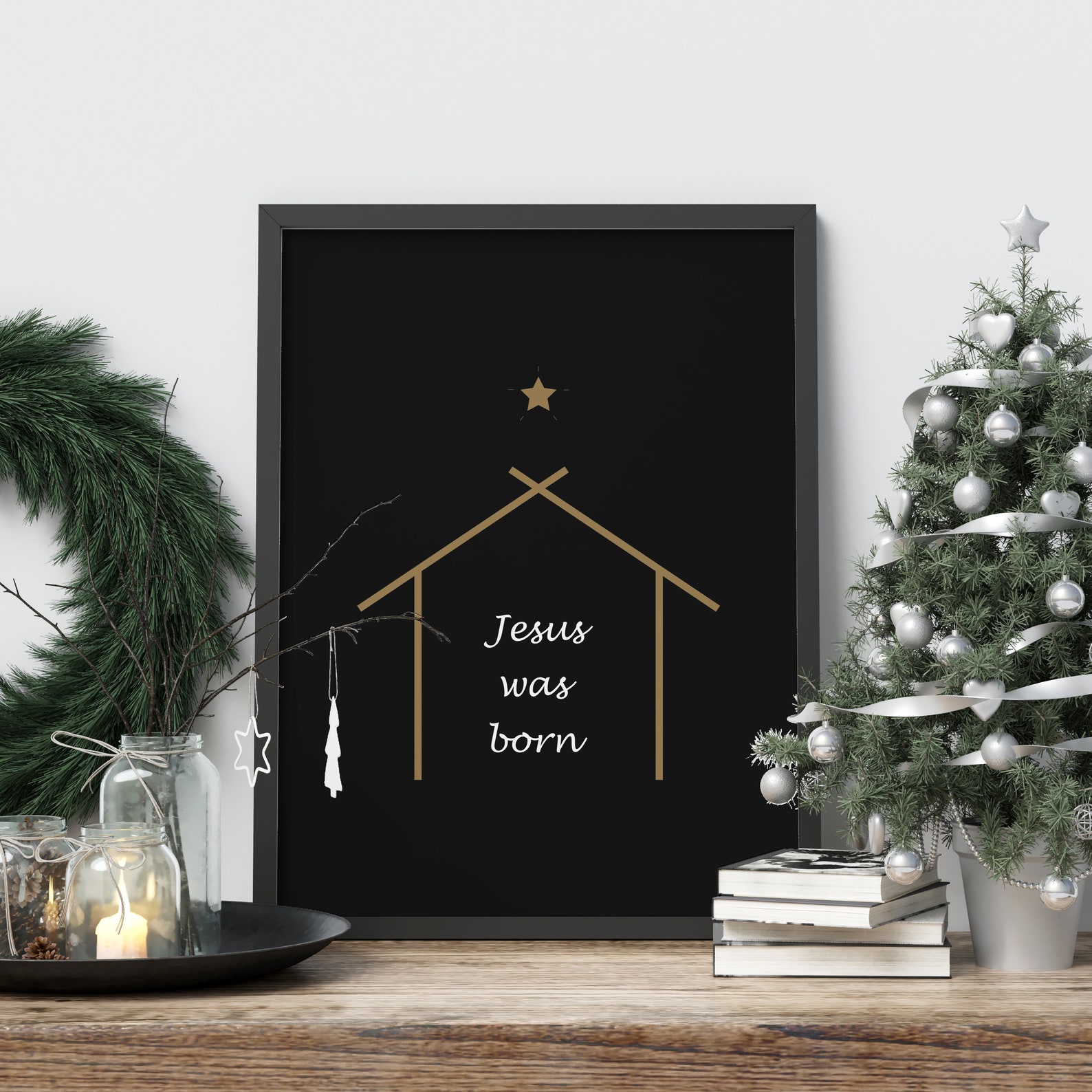 Jesus Was Born, Christmas Poster, Christmas Wall Decor, Holy Night Wall