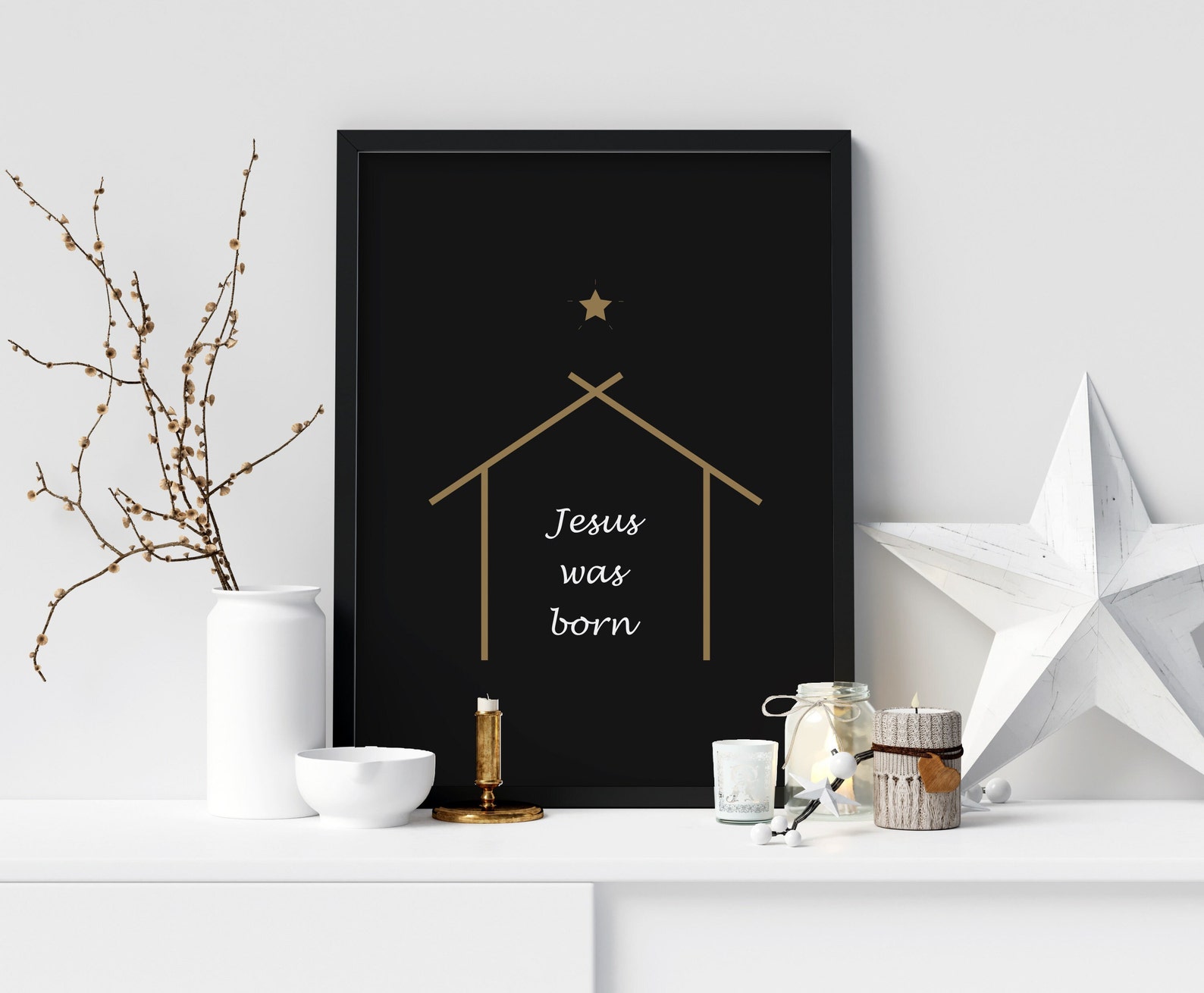 Jesus Was Born Christmas Poster Christmas Wall Decor Holy Etsy
