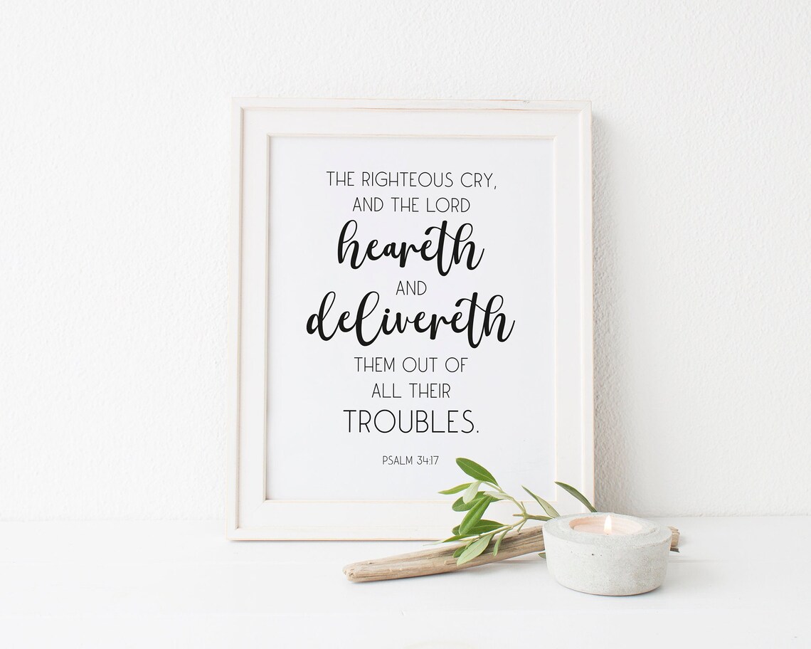 Bible Verse Printable Psalm 34:17 Christian Wall Art Bible - Etsy