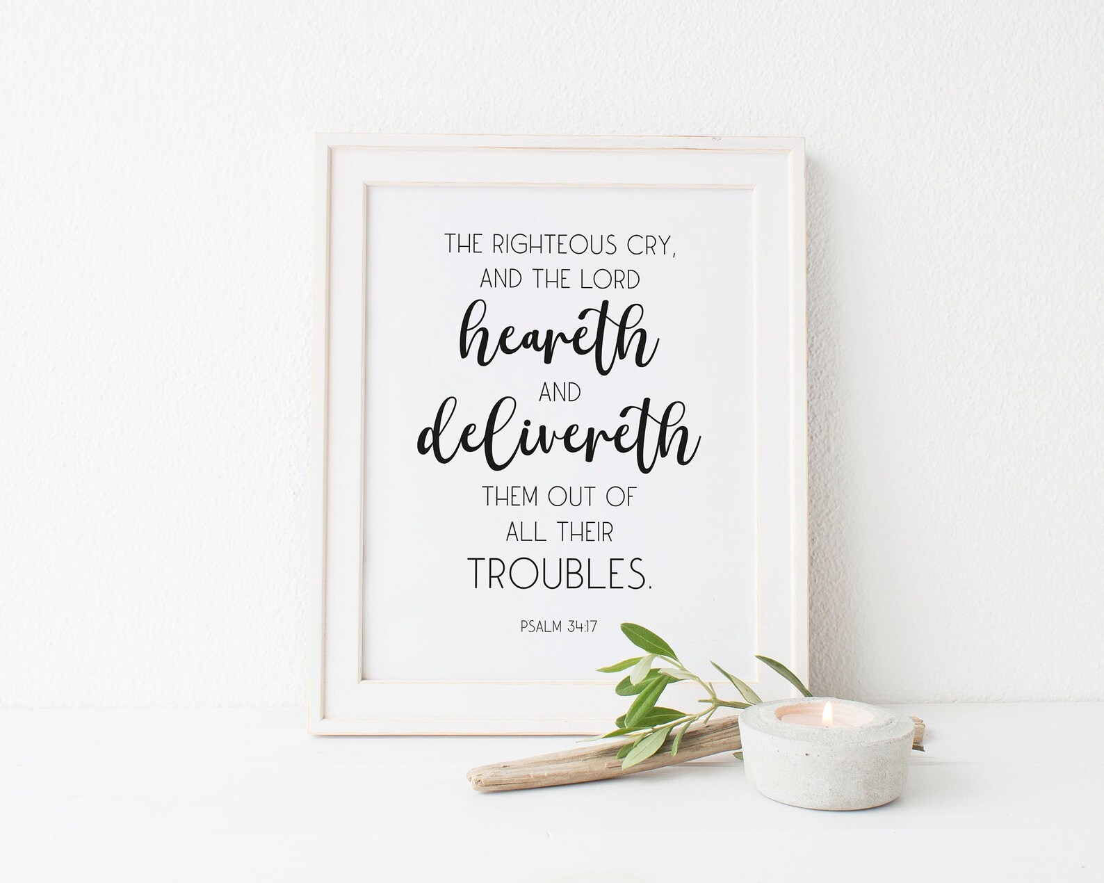 Bible Verse Printable Psalm 34:17 Christian Wall Art Bible - Etsy