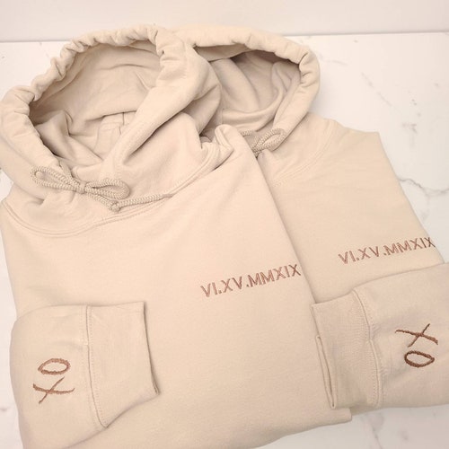 Special Date Hoodie Custom Embroidery Etsy