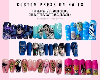 Custom press on nails. Themed sets of your choice characters/cartoons/occasion