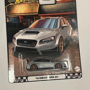 Hot Wheels ‘16 Subaru WRX STI silver carded boulevard premium 1:64 scale car