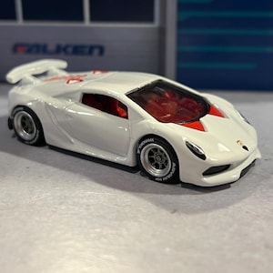 Hot Wheels Lamborghini white Sesto Elemento with real rider wheel swap custom