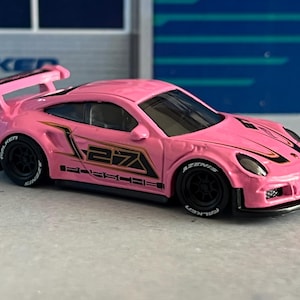 Hot Wheels Porsche 911 gt3 RS pink with Real Rider wheel swap 1/64 scale custom