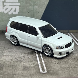 Hot Wheels Subaru Forester white custom with Real Rider wheel swapped 1/64 scale premium