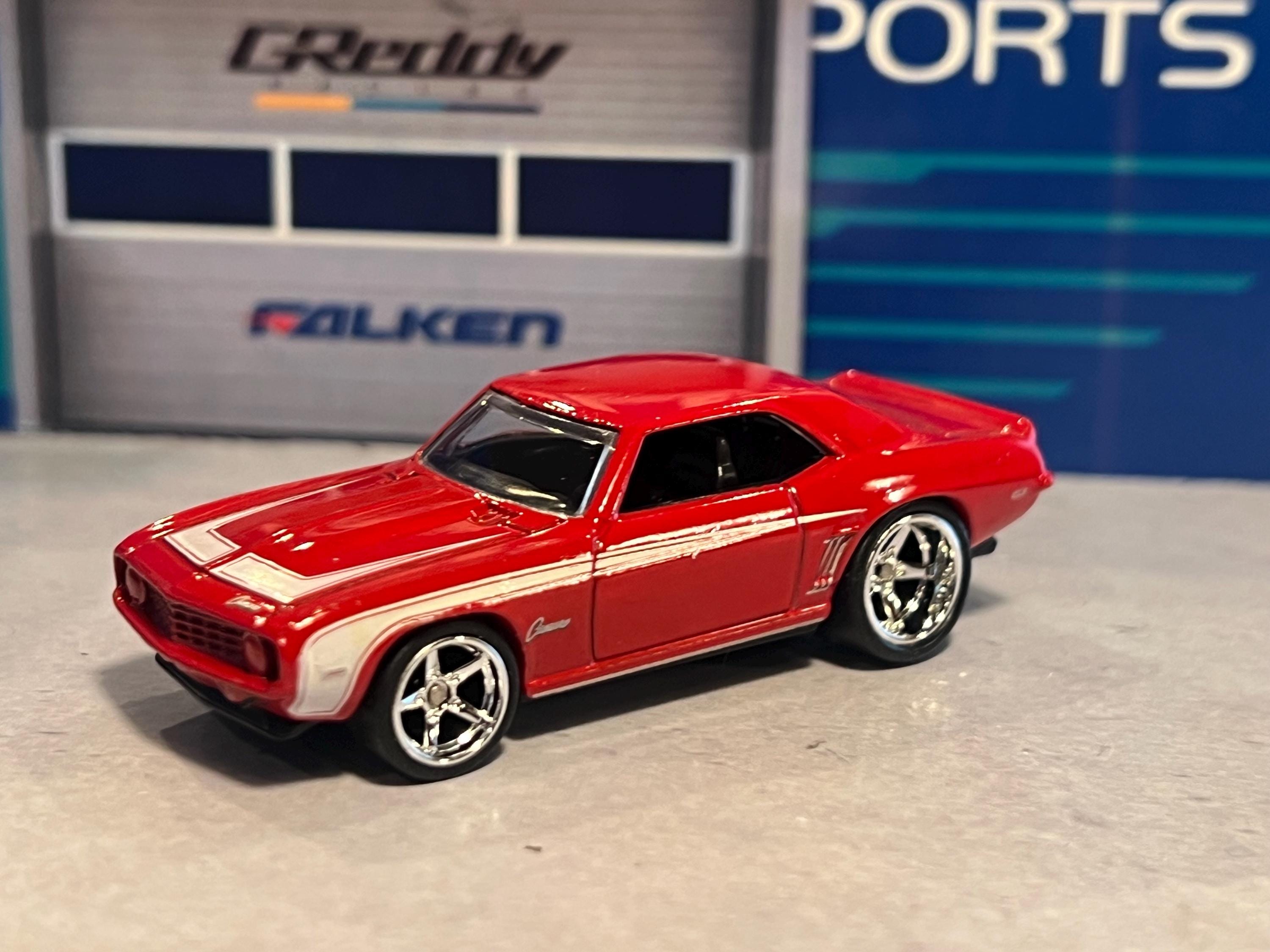 Hot Wheels '67 Chevy Camaro Red With Real Rider Wheel Swap Chrome