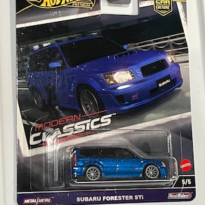 Hot Wheels modern classics Subaru Forester premium blue metal base 1/64 scale car