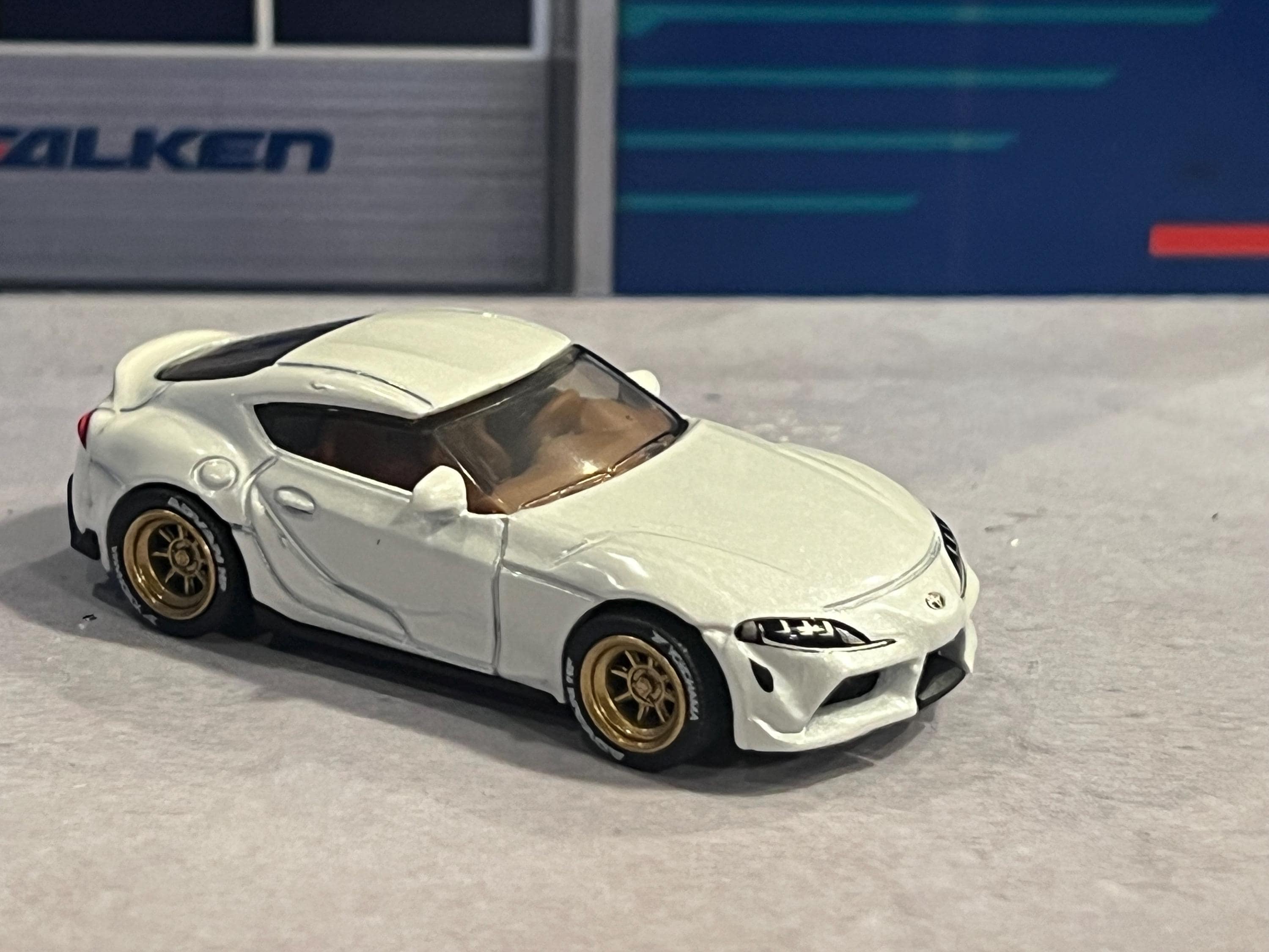1:64 Scale Matchbox Custom Diecast Toyota Supra GR White With Real