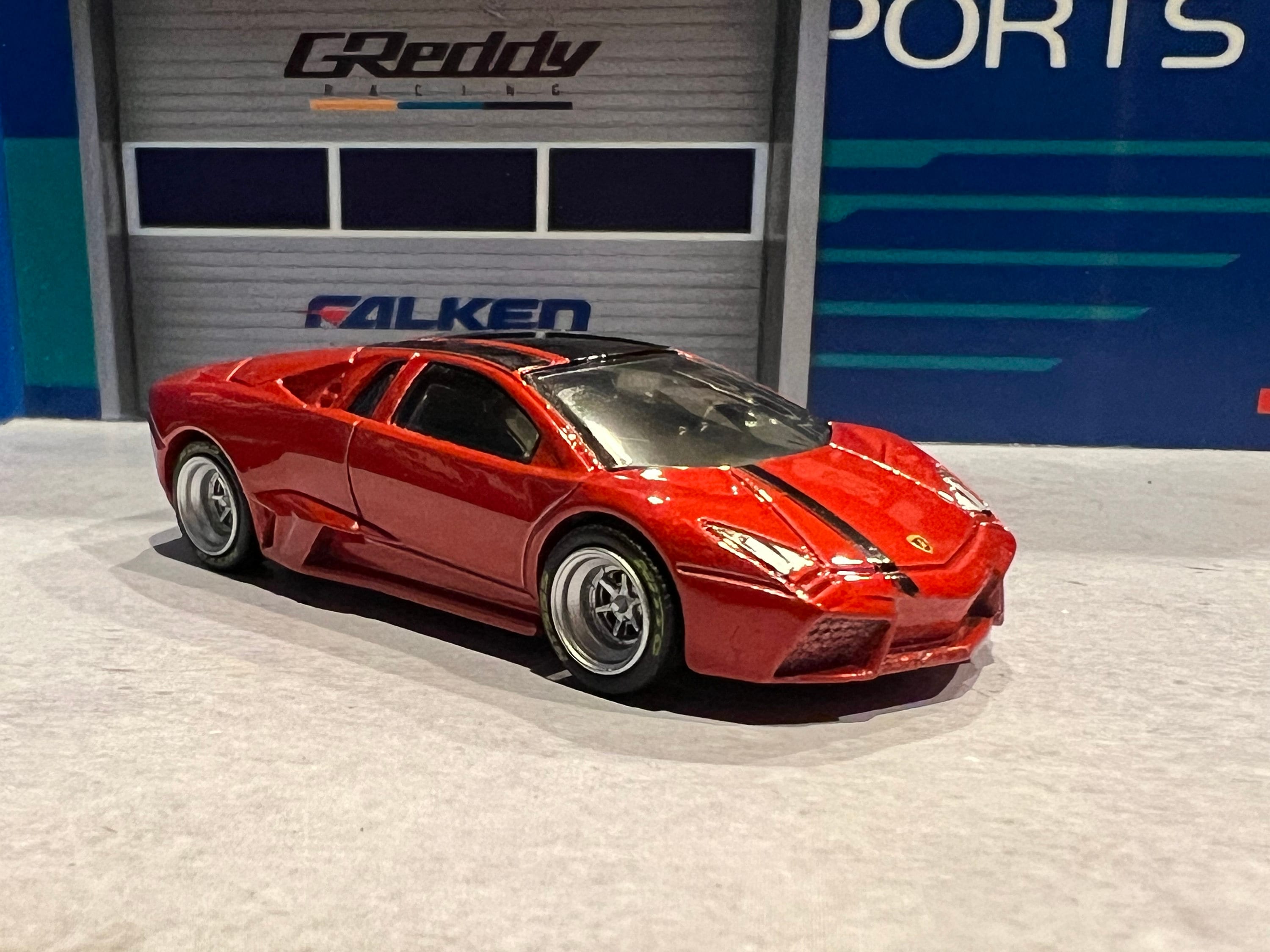 Hot Wheels Lamborghini Reventon Red With Real Rider Wheel Swap