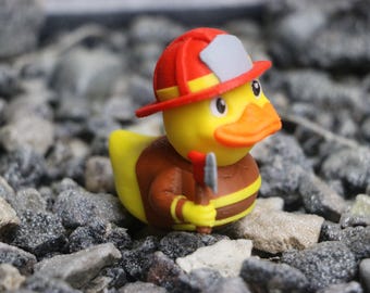 Firefighter Duck | Fire Department Gift | Firefighter Retirement Gift | Fire Station Decor | First Responder Duck Figurine