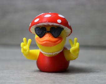 Mushroom Duck with Heart Glasses | Cottagecore Gift | Fairycore Decor | Hippie Duck Figurine | Ducking Duck | Youve Been Ducked