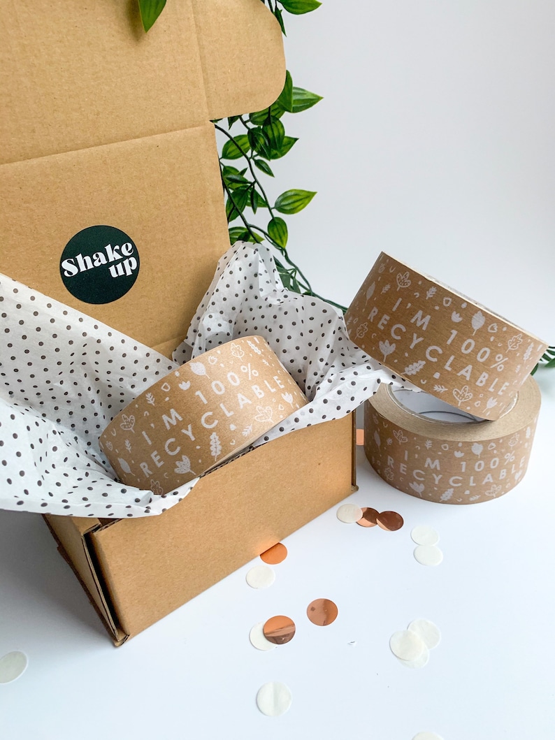 Packing tape, Packaging tape, Box tape, Sticky tape, Eco tape, Recycled tape, Paper tape, Patterned tape, Kraft tape, brown tape image 1