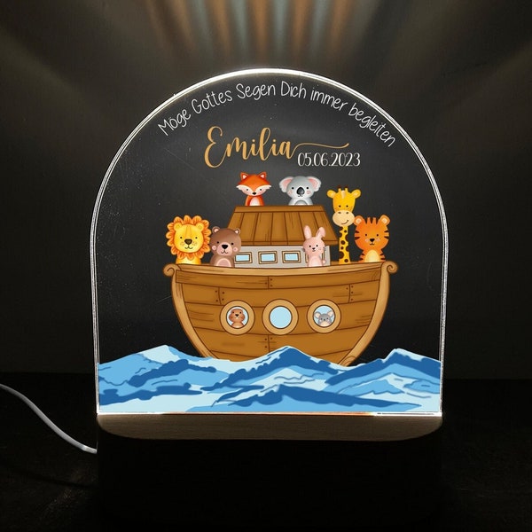 Taufe Nachtlicht personalisiert, Babygeschenk Geburt, Baby, Led Lampe, Nachtlicht Kinder,Personalisiertes Geschenk zur Taufe, Nachtlampe