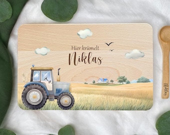Frühstücksbrett personalisiert, Traktor Holzbrett personalisiert, Baby Geschenk, Holzbrett Kinder, Traktor, Bauernhof, Kids Geschenk, Taufe,
