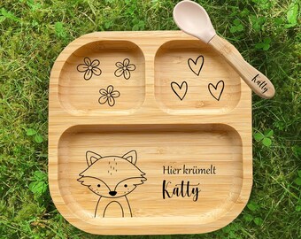 Assiettes personnalisées pour bébé, cadeaux de naissance, assiettes pour enfants, cadeaux de baptême, assiettes en bambou pour bébé, baptême, Noël, couverts pour enfants, enfants et bébés