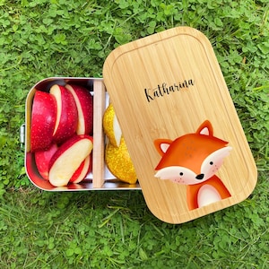 Brotdose personalisiert, Brotdose, Brotdose Kinder personalisiert, Kindergarten, Taufgeschenk, Edelstahl Brotdose, Snacks dose, Fuchs, Reise