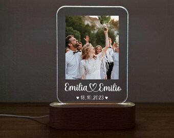 Huwelijkscadeau, fotocadeau, verjaardagscadeau voor moeder, jubileumcadeau voor hem, cadeau voor vriendin, LED-achteraf, familiefoto