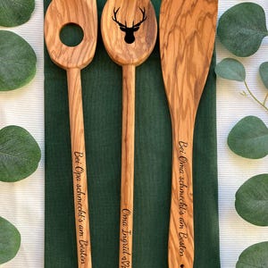 Personalized wooden cooking spoon and spatula as a gift idea for grandma and grandpa image 6
