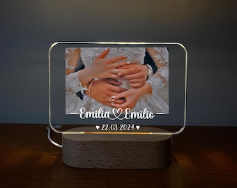 Huwelijkscadeau, fotocadeau, verjaardagscadeau voor moeder, jubileumcadeau voor hem, cadeau voor vriendin, LED-achteraf, familiefoto