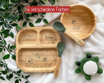 Baby gifts, personalized baby plates, children's plates, christenings, Christmas gifts, bamboo baby plates, children's cutlery, christening gifts, spoons