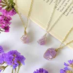 Dainty 14k amethyst necklace, crystal necklace, crystal necklaces, handmade jewelry, customizable crystal necklace, amethyst stone necklace