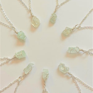 Dainty green calcite necklace, handmade necklace, wire wrapped 14k silver plated, crystal necklace, crystal necklaces, green crystal jewelry