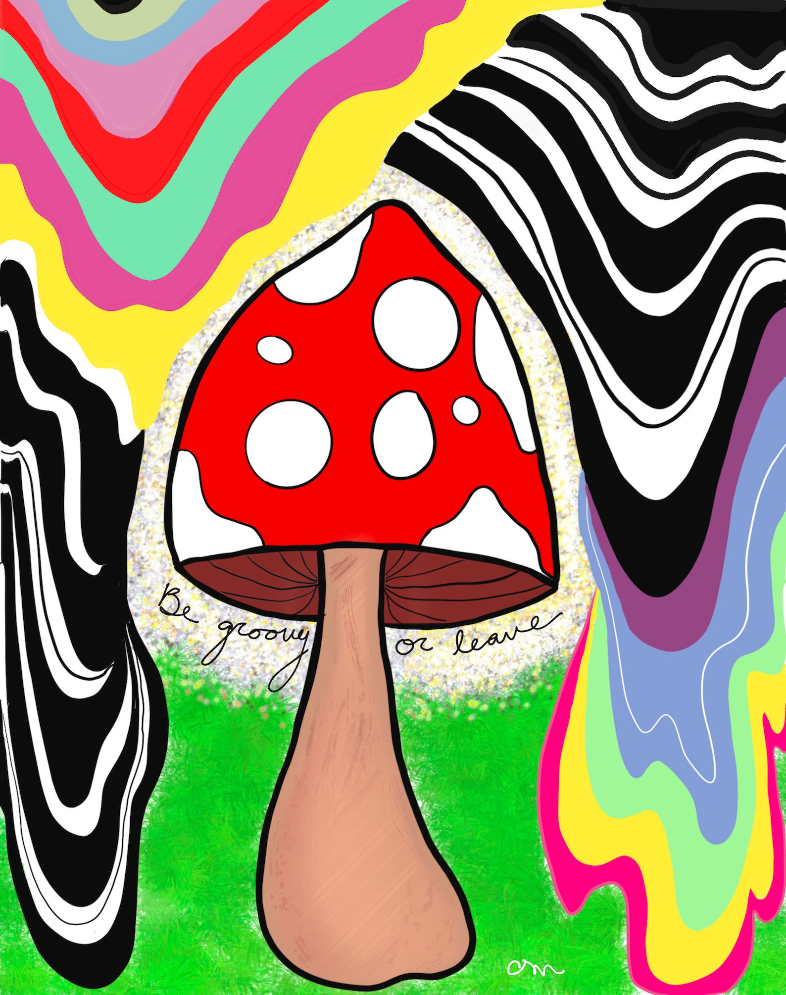 Groovy Mushroom Print | Etsy