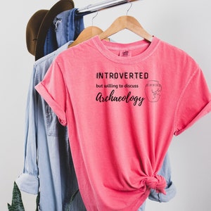 Introvertido, mas disposto a discutir arqueologia, camisa de arqueologia, camiseta arqueológica, camiseta divertida de arqueologia