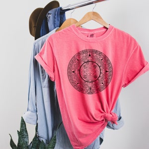 Camiseta calendario maya, símbolo maya, cultura maya, México, azteca, 4 colores, camiseta de viaje