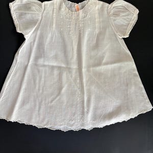 Vintage Infant or Baby Dress, White Cotton Lawn Fabric, Handmade in Philippines, Embroidered, Tiny Tucks, Christening, Baptism, Collectible