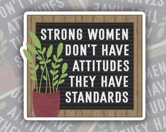 Strong Women Don't Have Attitudes They Have Standards Sticker, Self Care Stickers, Empowerment Sticker, Cute Feminist Gift, Feminism Present