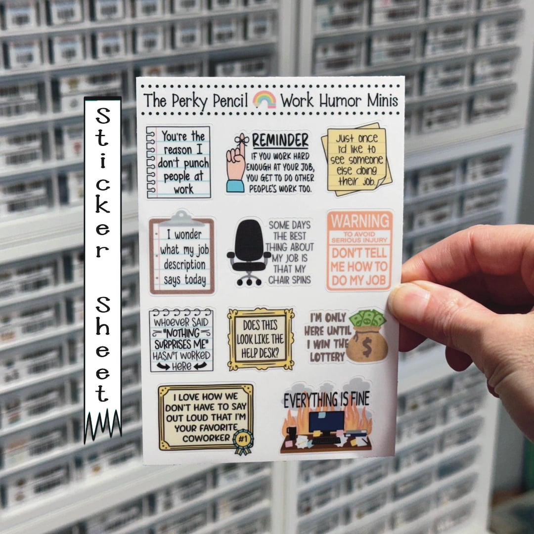 Work Humor Minis 4x6 Sticker Sheet, Funny Bujo Sticker Sheet, Sarcastic ...