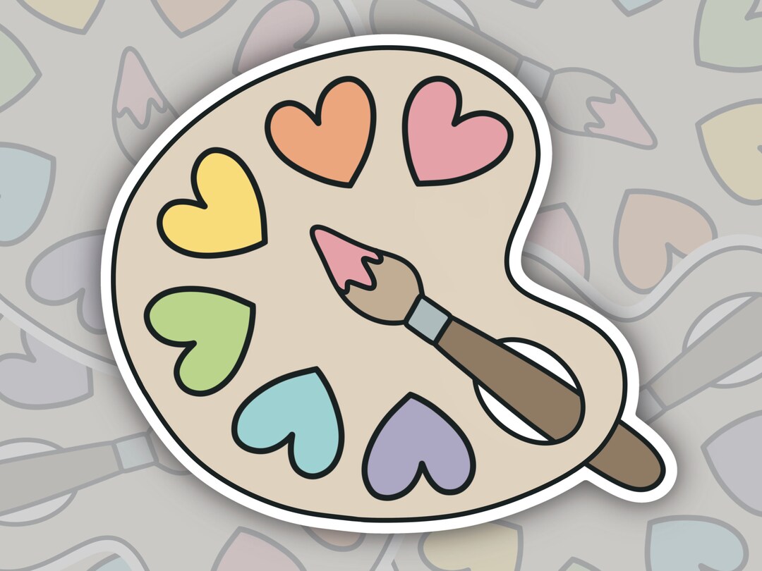Paint Palette Sticker Colorful Rainbow Gift for Art Teacher Etsy
