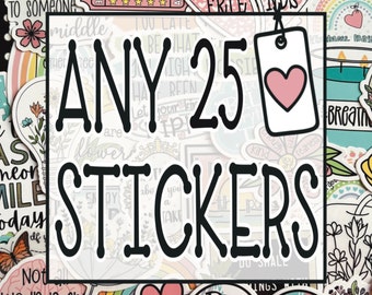 Choose Any 25 Stickers, Pick Your Own Sticker Pack, Custom Sticker Set, Choose Your Own Sticker Multipack, Sticker Bundle, Assorted Stickers