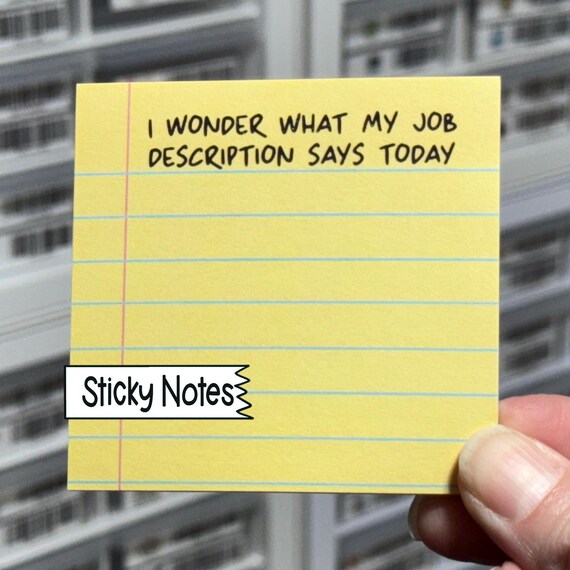 I Wonder What My Job Description Says Today Sticky Notes, Funny Memo Pad, Home Office Stationery, Cute Notepad, Funny Sticky Notes, Note Pad
