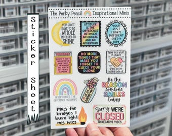 Inspirational Minis 4x6 Sticker Sheet, Bujo Sticker Sheet, Uplifting Planner Stickers, Encouraging Mini Stickers Kit, Vinyl Sticker Sheet