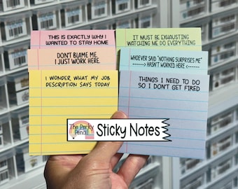 Work Humor Lined Sticky Notes Set, Sassy Memo Pad Notepad, Sticky Note Pad, Sarcastic Office Supplies, Coworker Gift, Cubicle Desk Decor