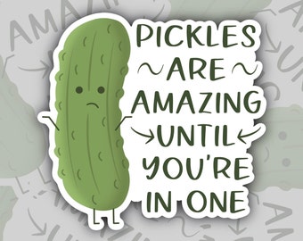 Pickles Are Amazing Until You're In One Sticker, Punny Pickle Lover, I Love Pickles Sticker, Pickle Gift, Pickle Sticker, Sarcastic Stickers