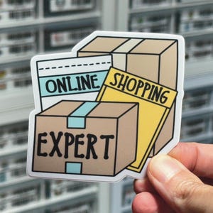 Online Shopping Expert Sticker, Shopping Addict, Shopaholic Label, Add to Cart Decal, E commerce Shopper, Funny Sticker for Water Bottle